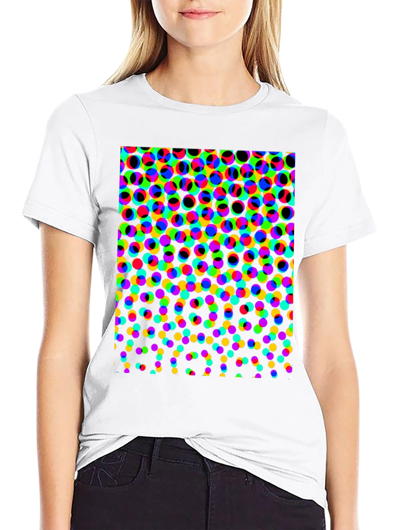 Retro Dot Matrix Print Black T-Shirt