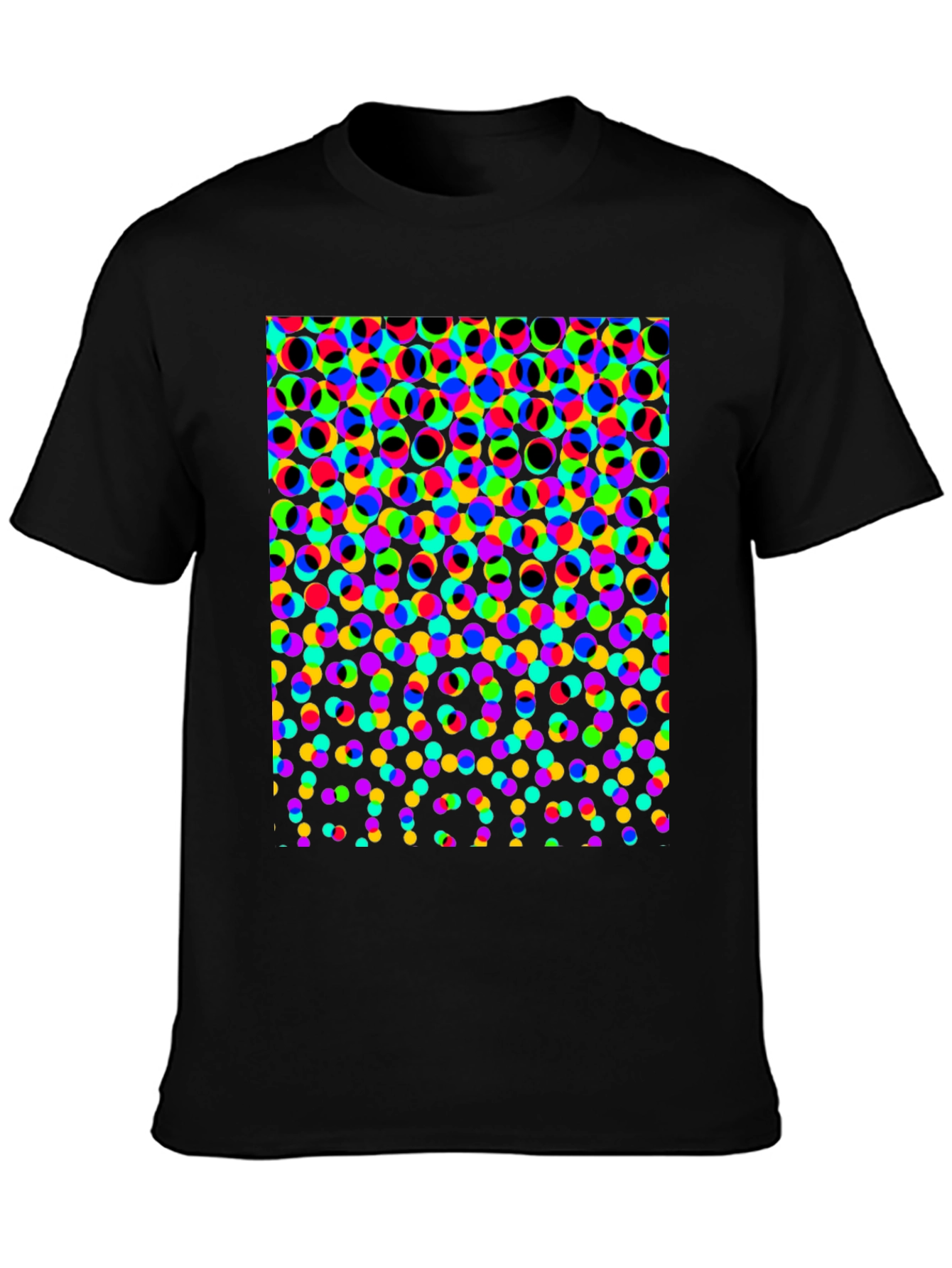 Retro Dot Matrix Print Black T-Shirt