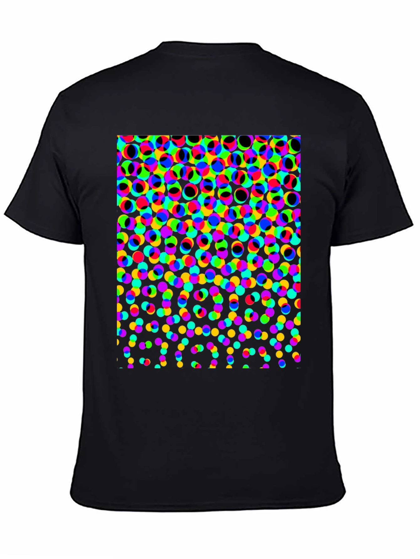 Retro Dot Matrix Print Black T-Shirt