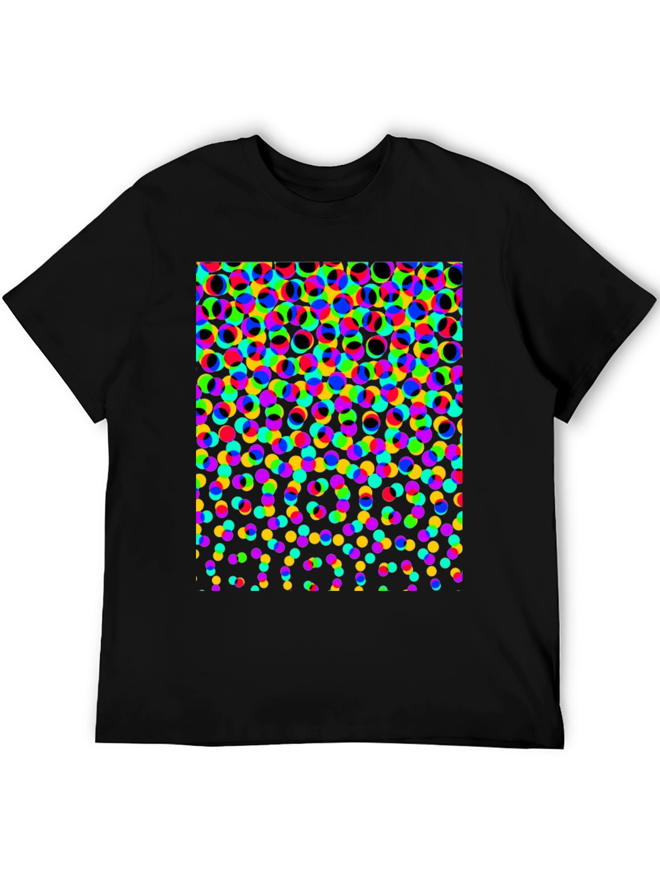 Retro Dot Matrix Print Black T-Shirt