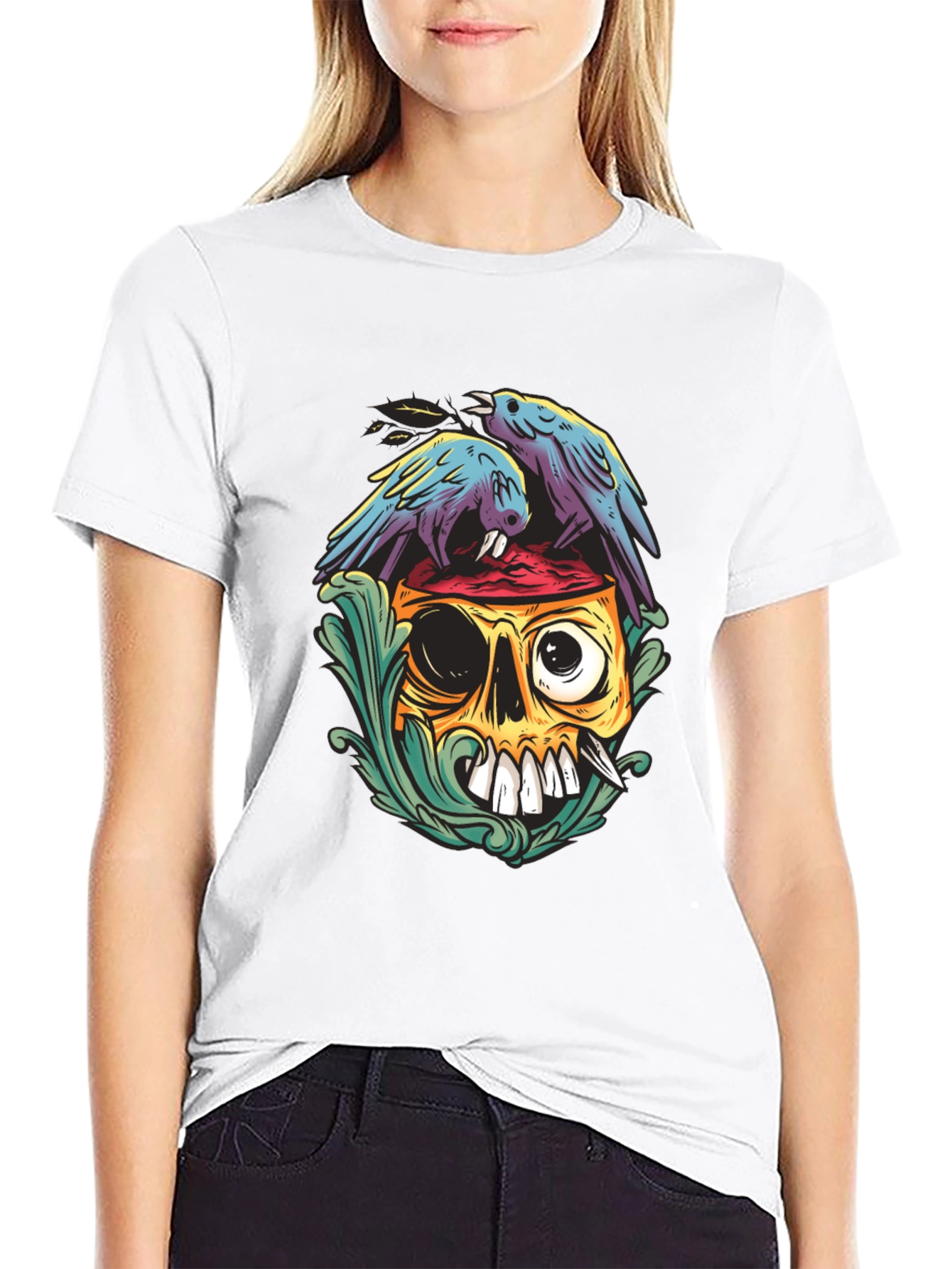 Skull & Raven Graphic Tee - Unique Art