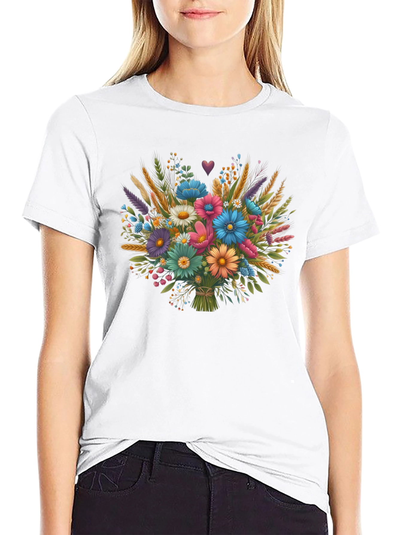 Floral Bouquet Graphic Tee - Stylish Comfort