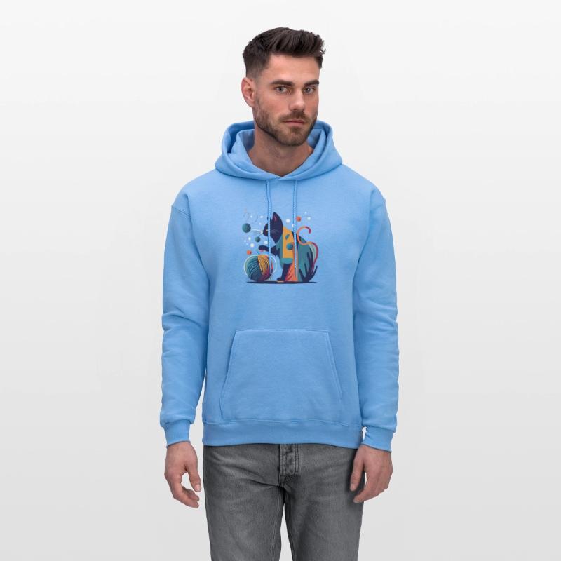 Colorful Cat playing with Wool Ball