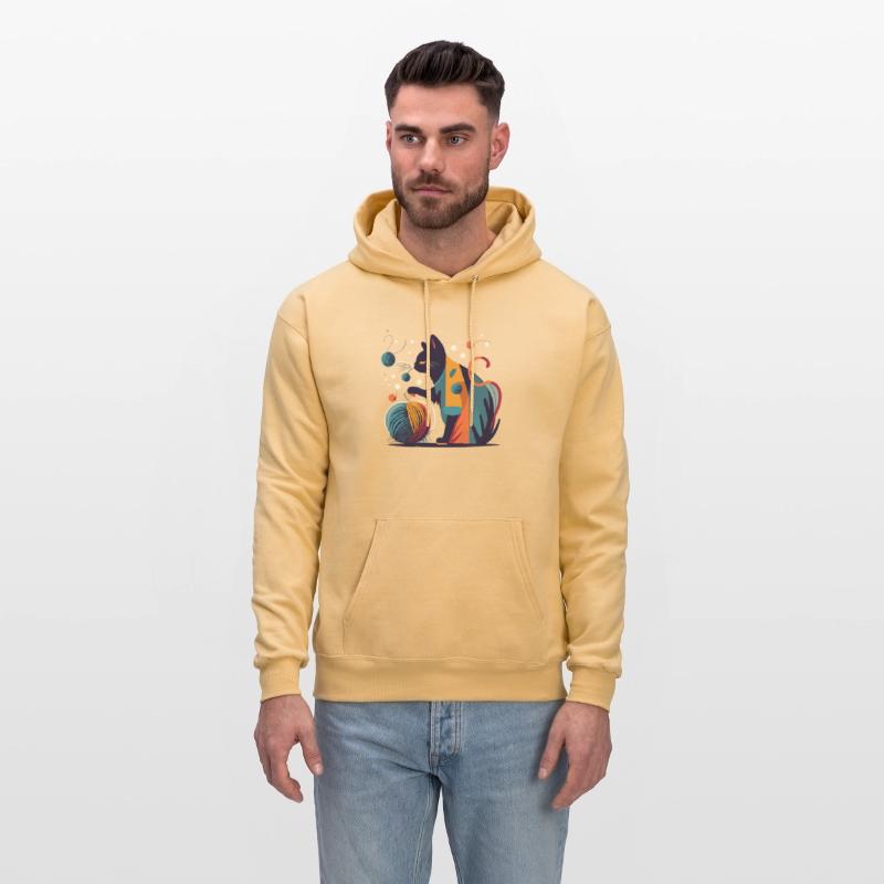 Colorful Cat playing with Wool Ball