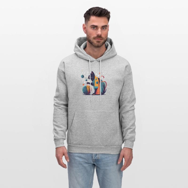 Colorful Cat playing with Wool Ball