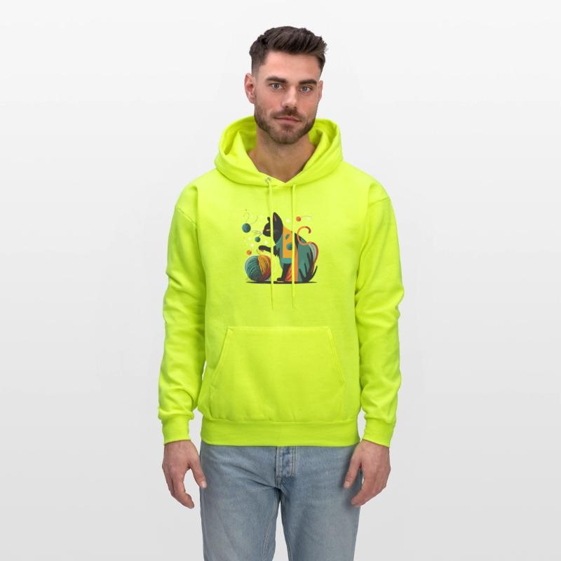 Colorful Cat playing with Wool Ball