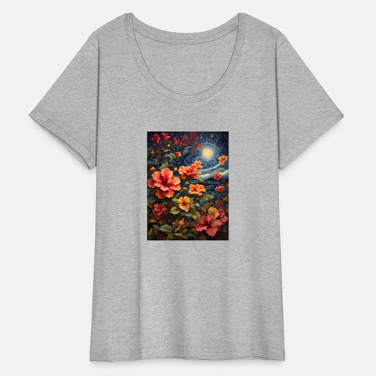 Colorful Hibiscus Under Starry Night Sky