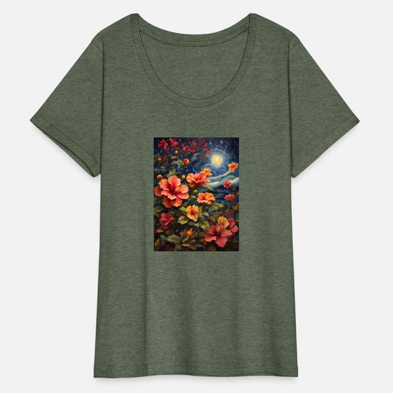 Colorful Hibiscus Under Starry Night Sky