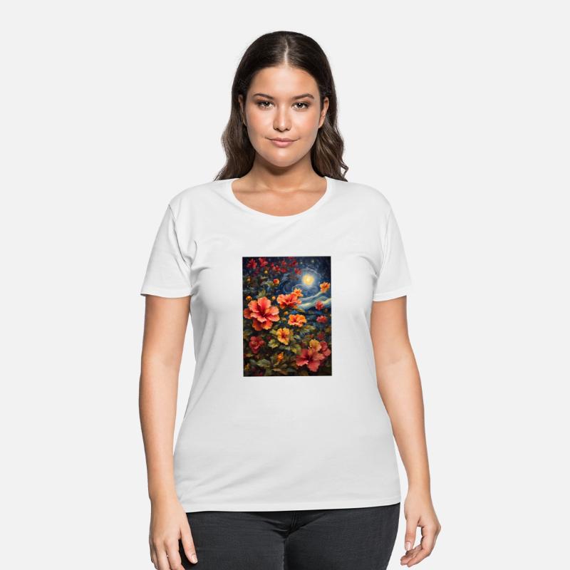 Colorful Hibiscus Under Starry Night Sky