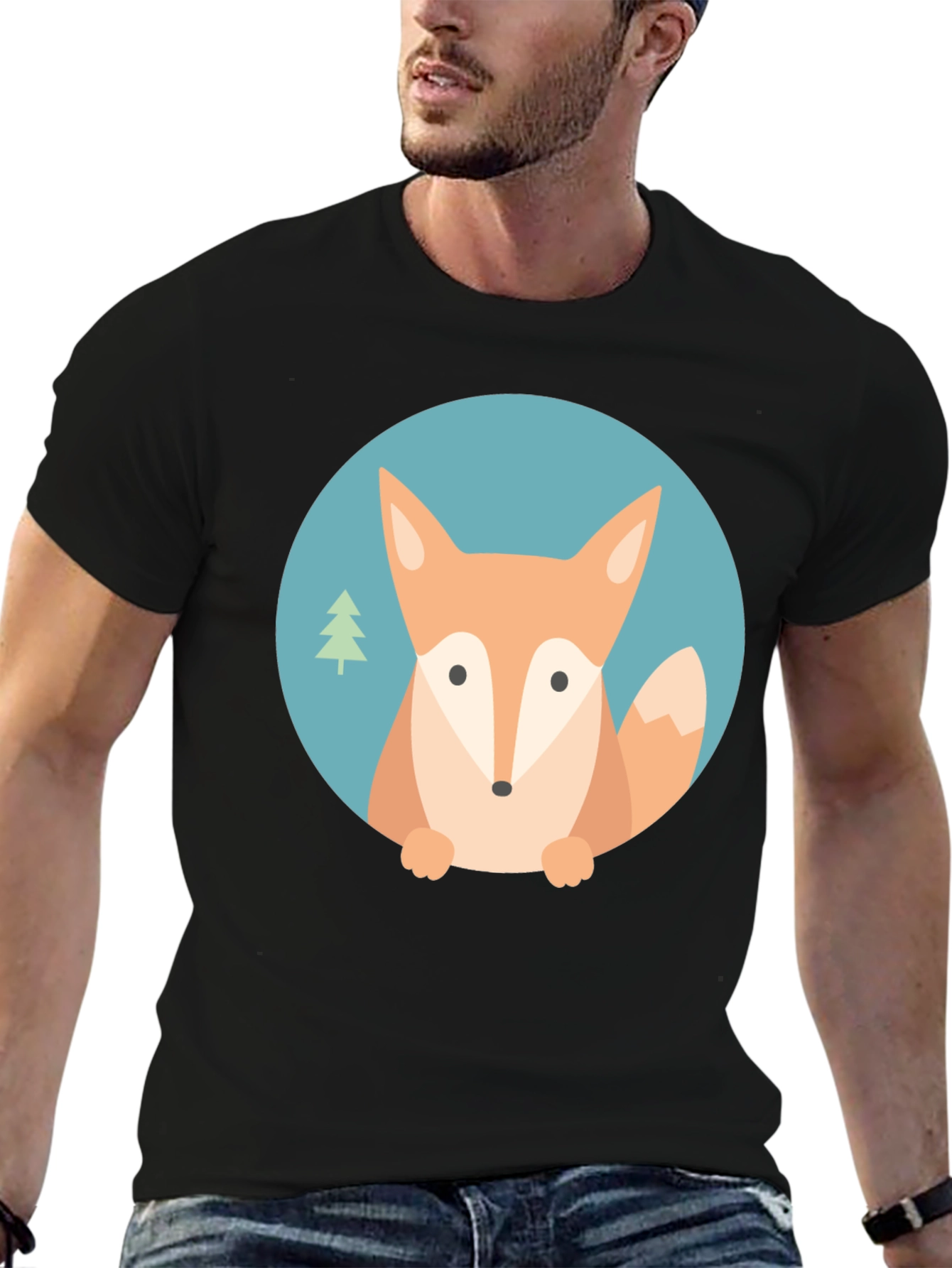 Cute Fox Graphic T-Shirt - Unisex Black Tee