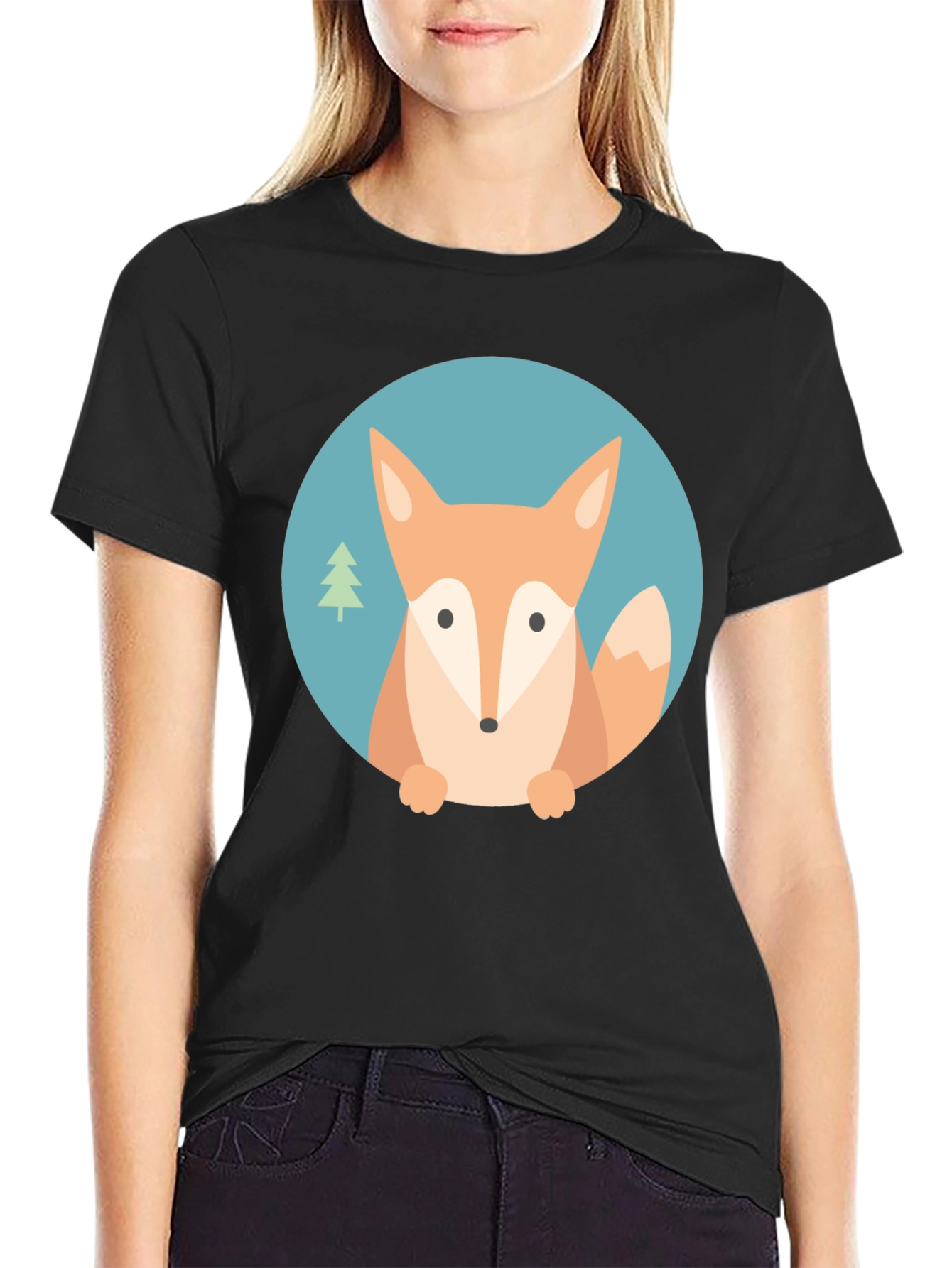 Cute Fox Graphic T-Shirt - Unisex Black Tee