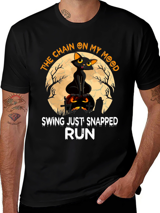 Halloween Black Cat T-Shirt - The Chain On My Mood Swing