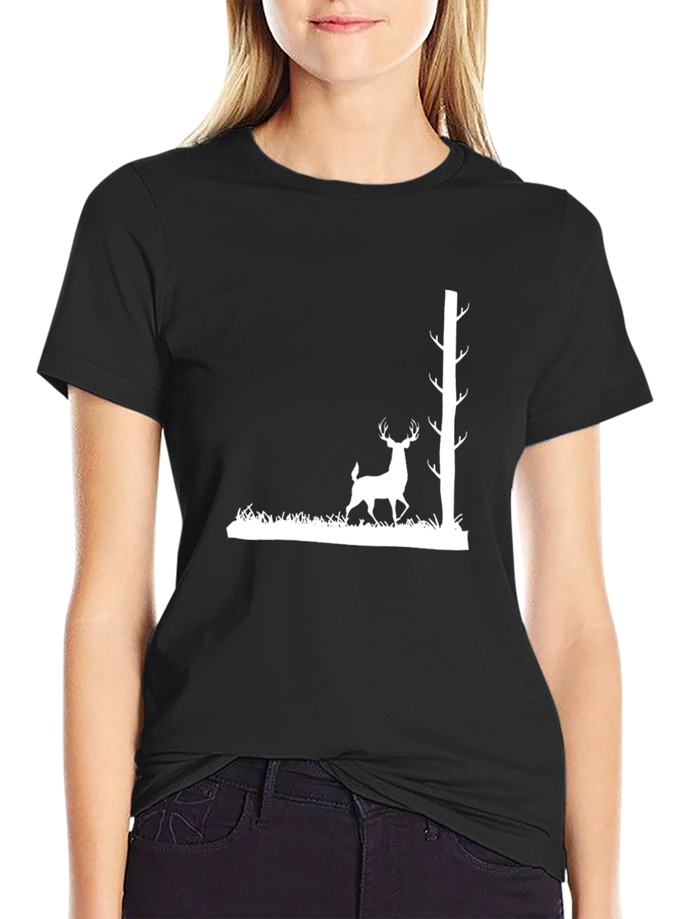 Black Deer & Tree Graphic Tee