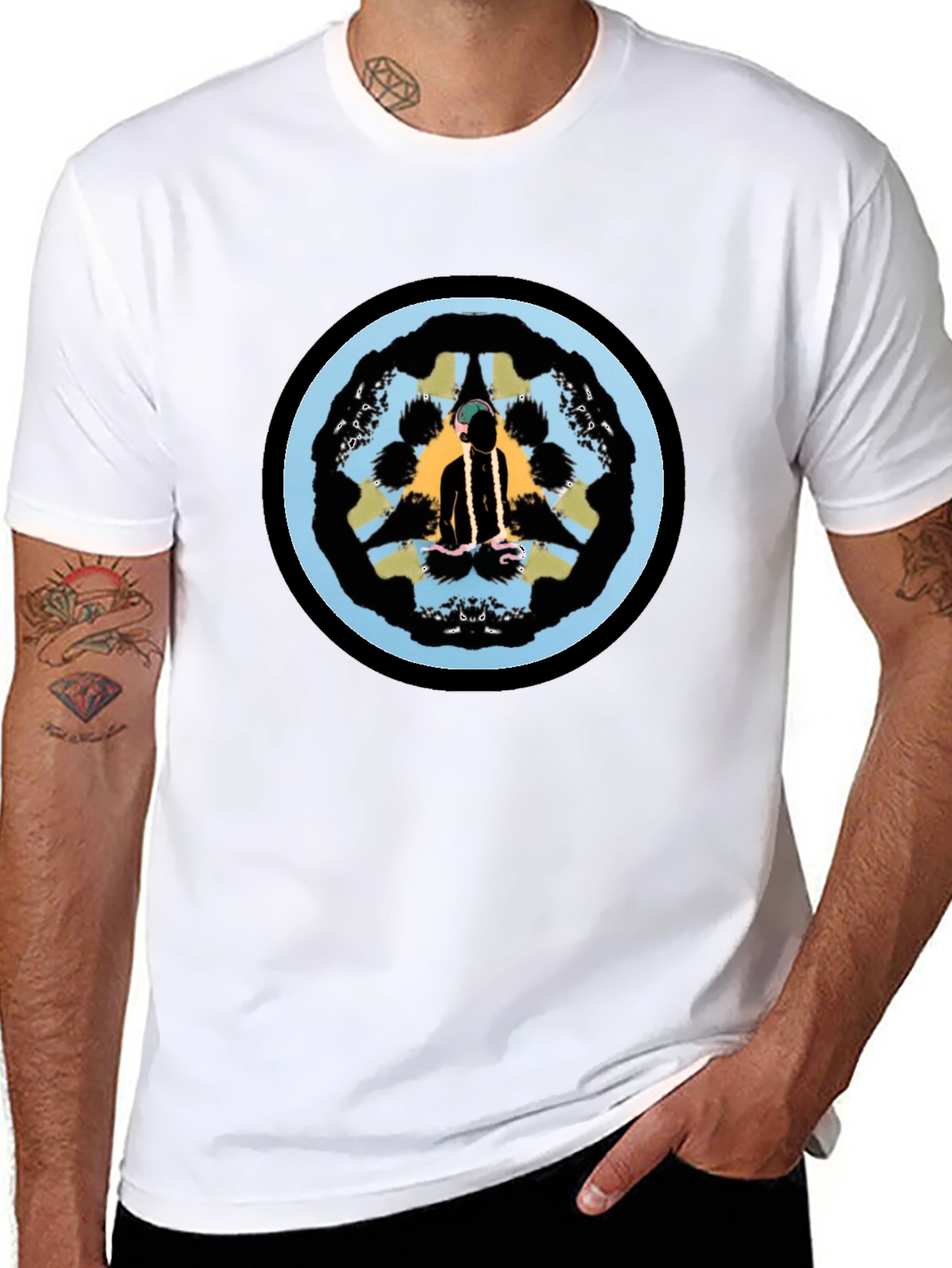 Unique Graphic Tee - Black Crew Neck T-Shirt