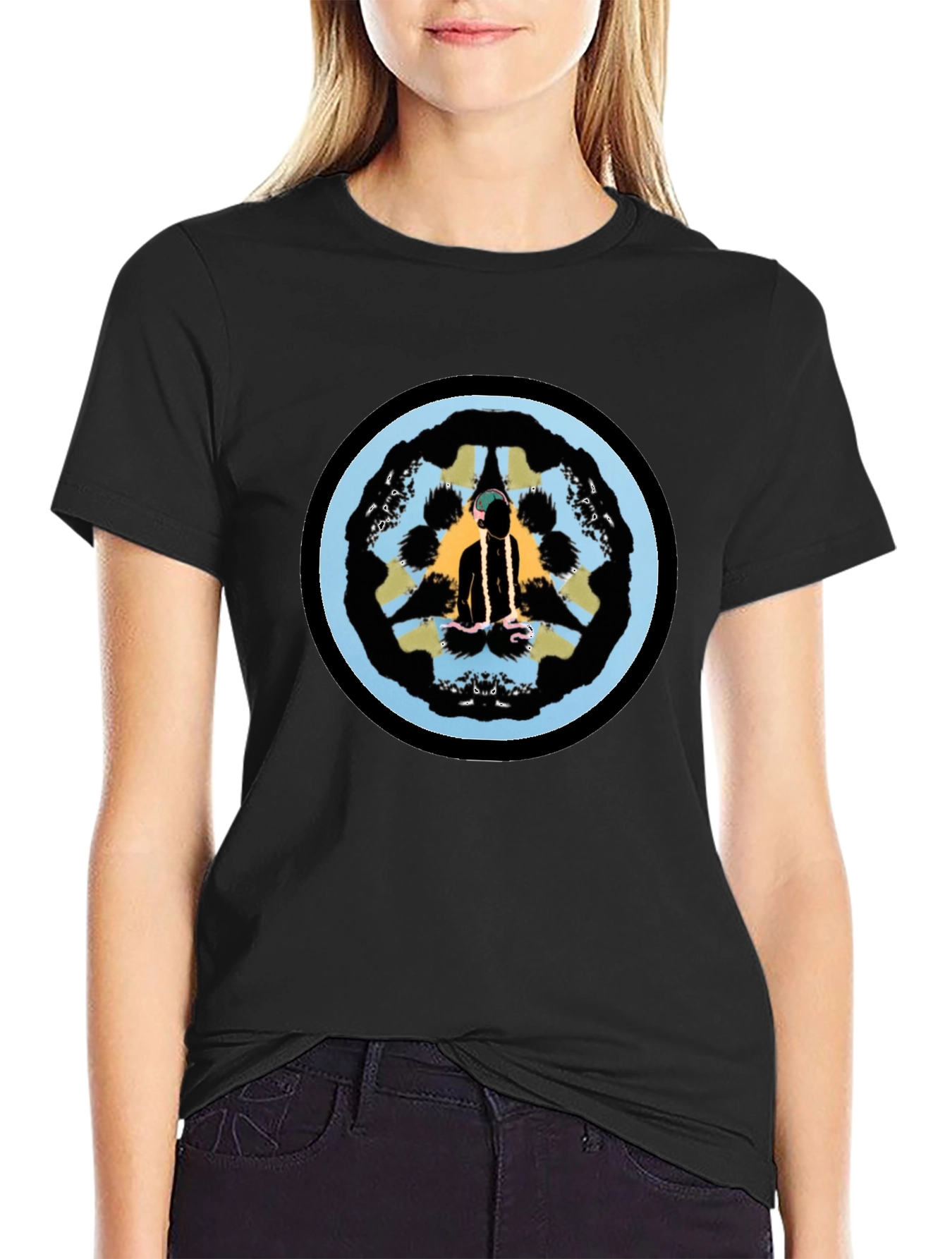 Unique Graphic Tee - Black Crew Neck T-Shirt