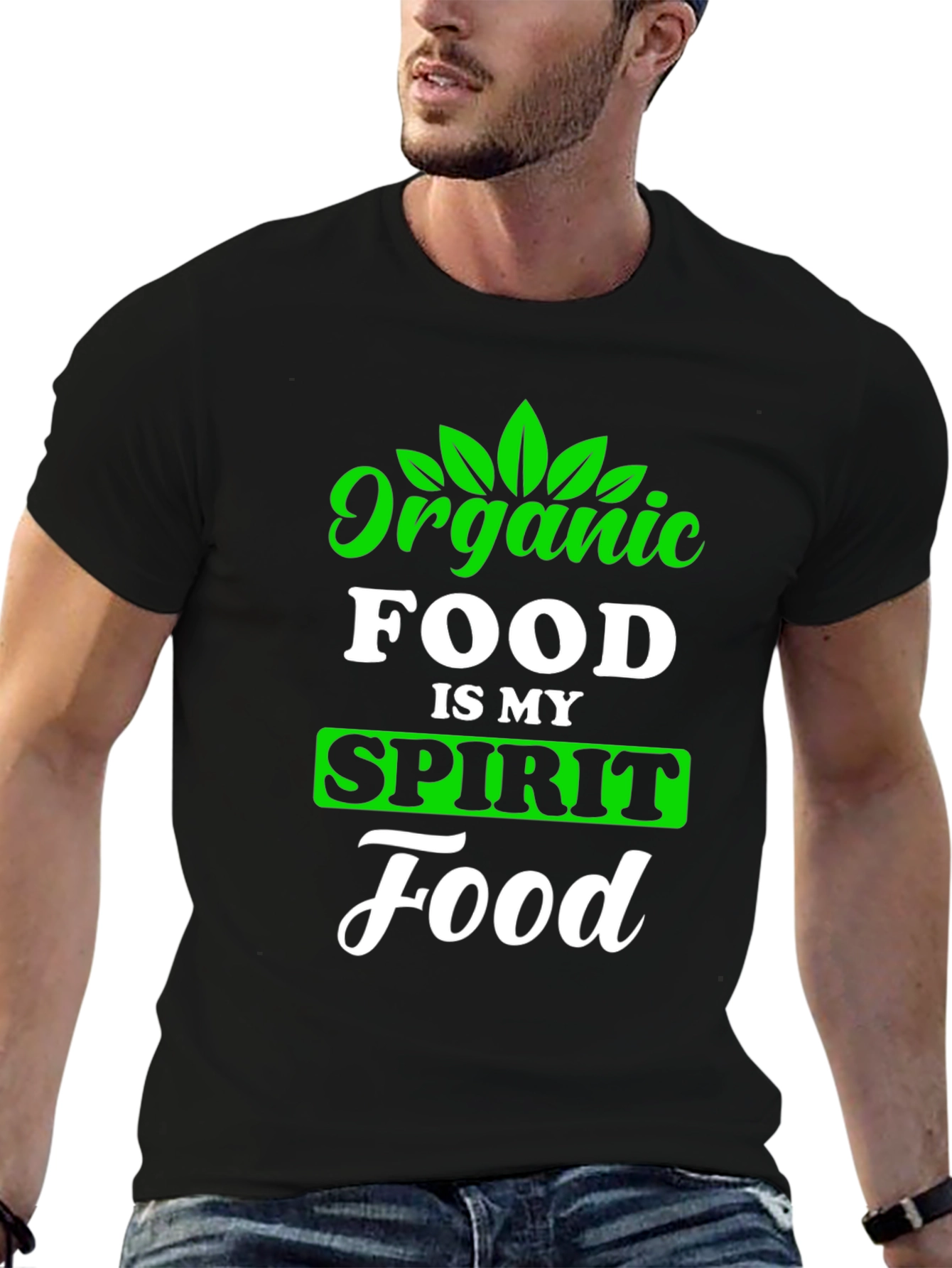 Organic Food Spirit Foodie Black Graphic T-Shirt