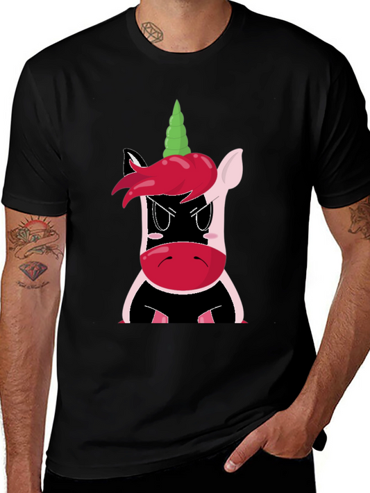 Angry Unicorn T-Shirt - Black Cotton Tee