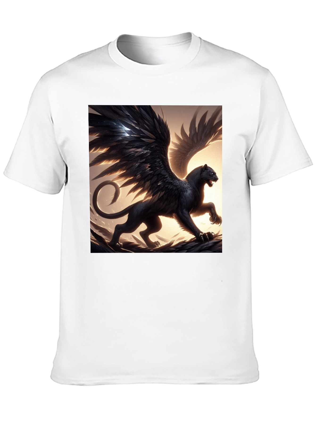 Winged Panther Graphic Tee - Black Cotton Comfort