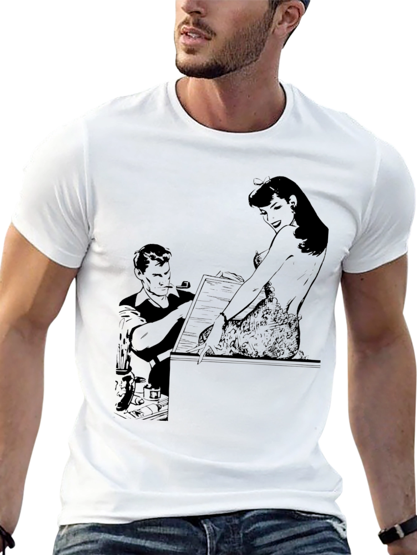 Retro Cartoon Graphic Print Mens T-Shirt