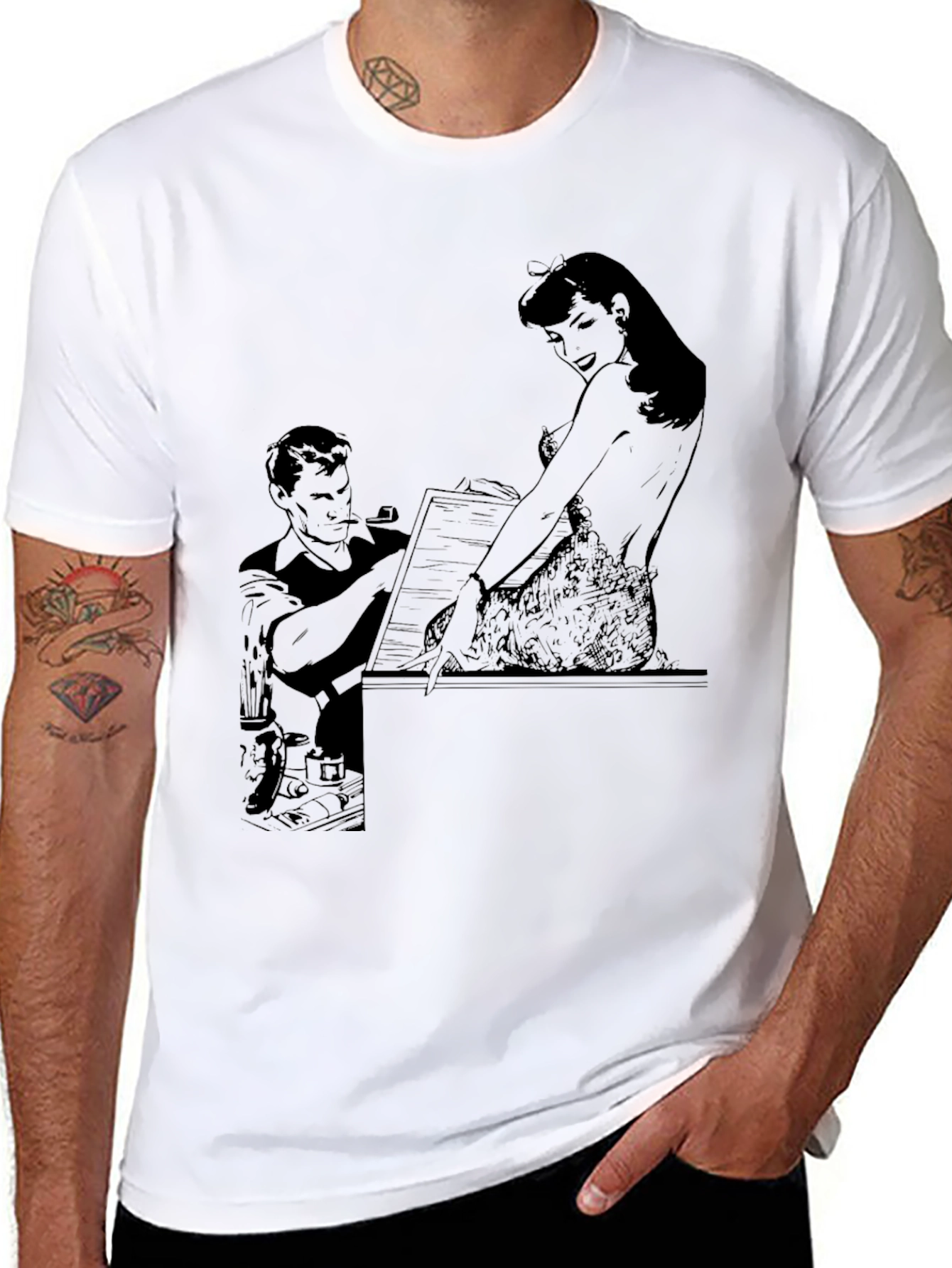 Retro Cartoon Graphic Print Mens T-Shirt