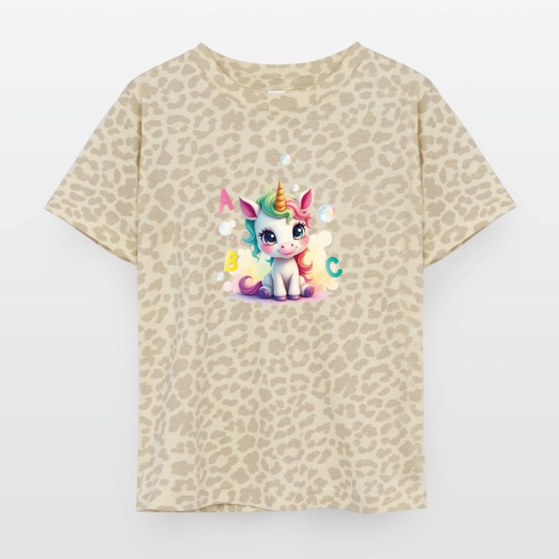 Cute unicorn with soap bubbles and ABC letters