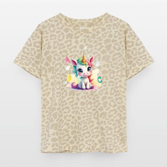 Cute unicorn with soap bubbles and ABC letters