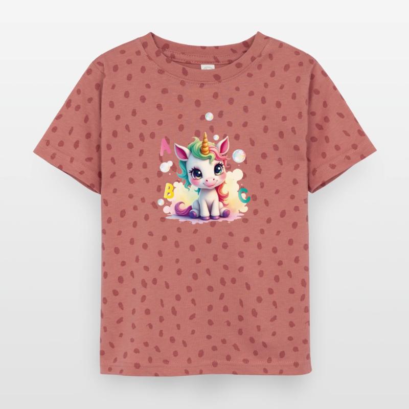 Cute unicorn with soap bubbles and ABC letters