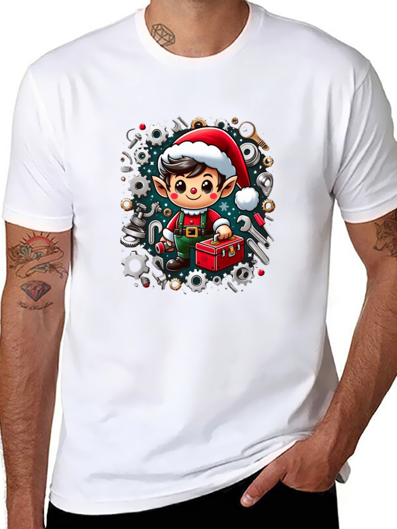 Christmas Mechanic Elf T-Shirt