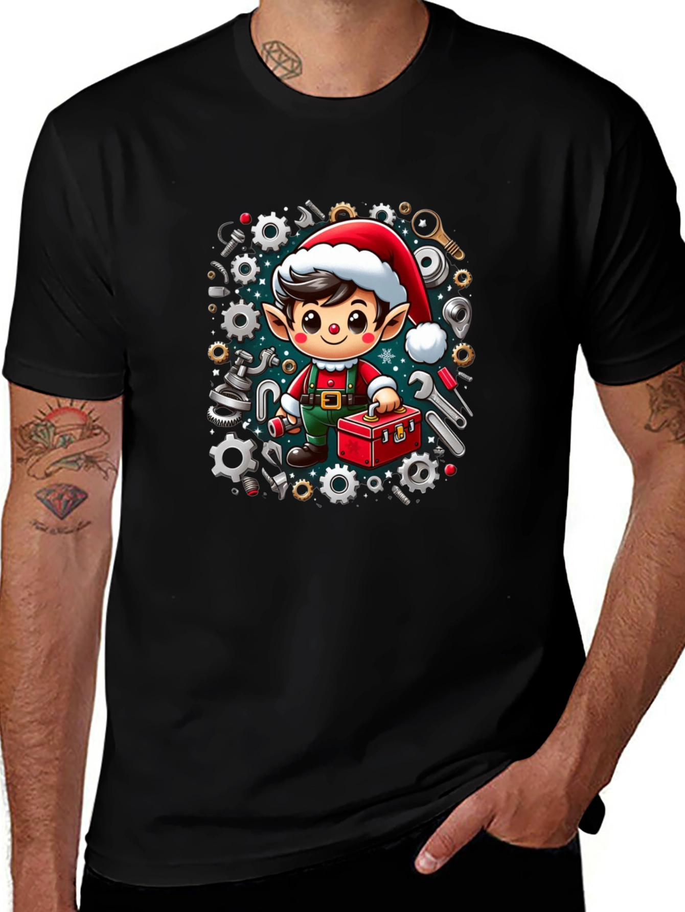 Christmas Mechanic Elf T-Shirt