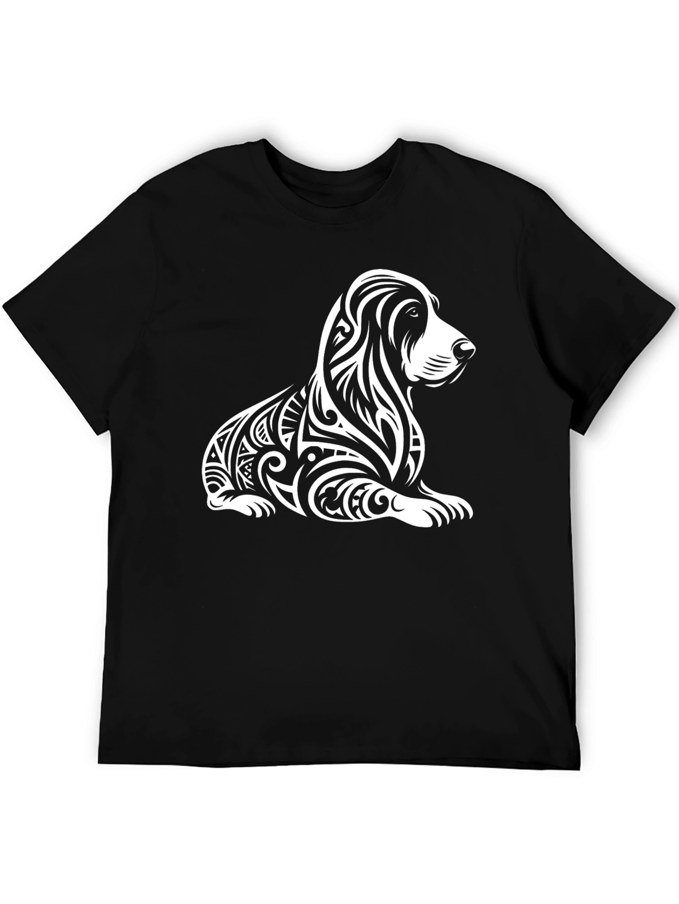 Tribal Dog Graphic Black T-Shirt