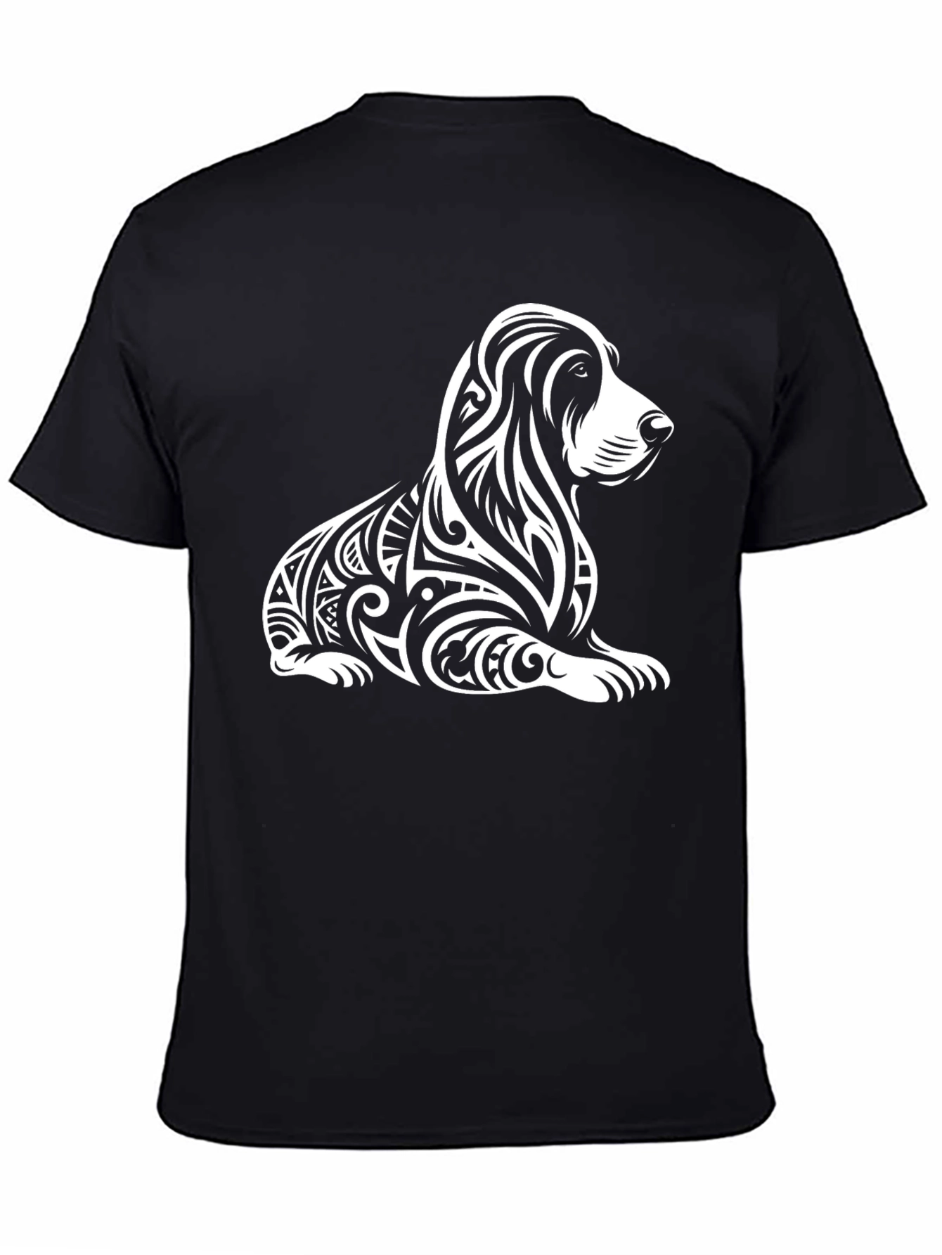 Tribal Dog Graphic Black T-Shirt