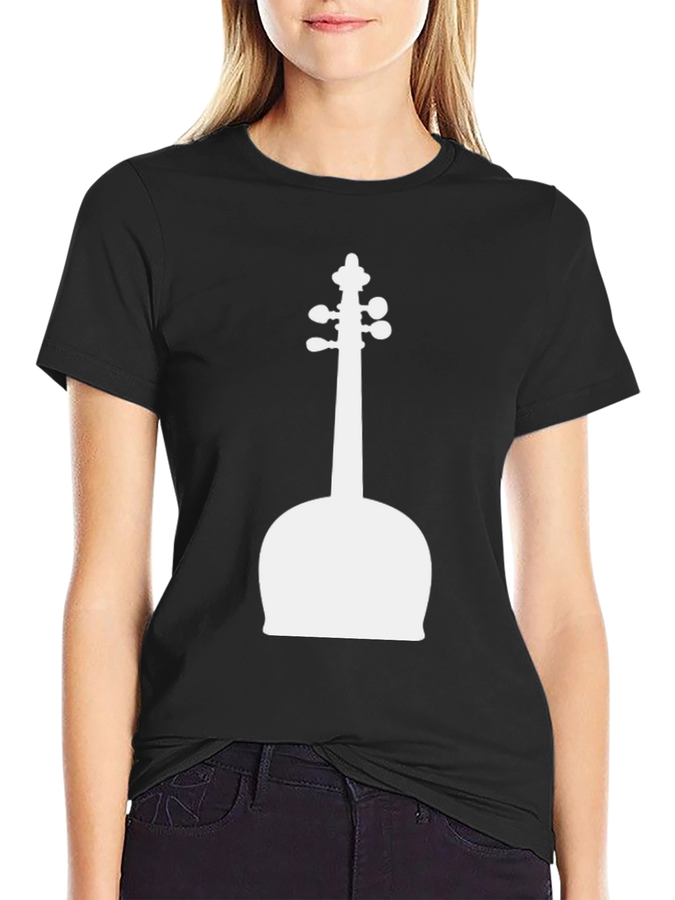Unique Cello Graphic Tee - Black Cotton Blend