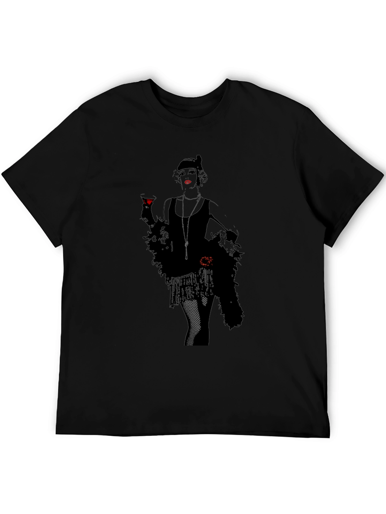 Retro Flapper Graphic Tee - Black