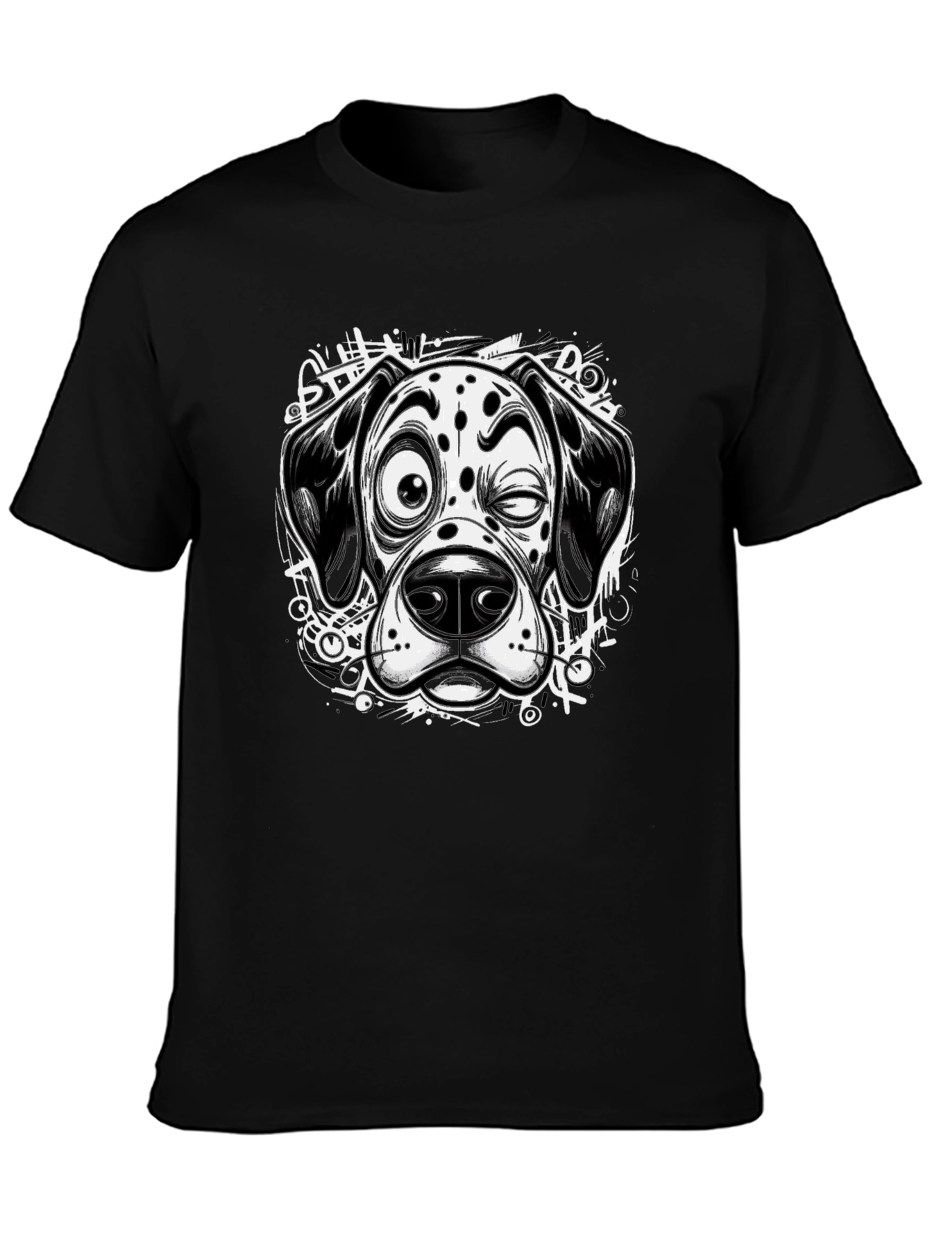 Dalmatian Dog Graphic Tee - Black