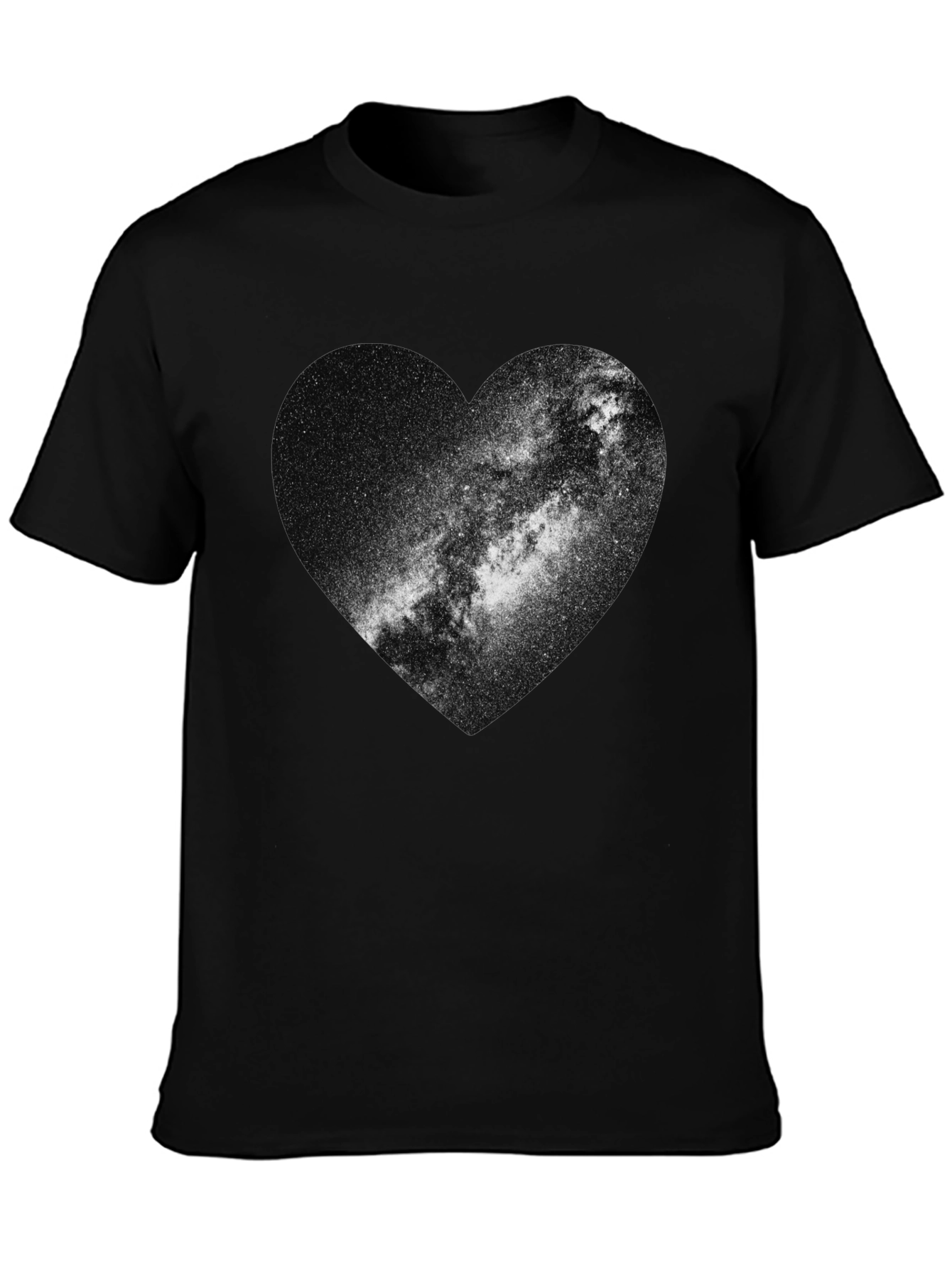 Galaxy Heart Graphic Tee - Stylish Black Cotton T-Shirt