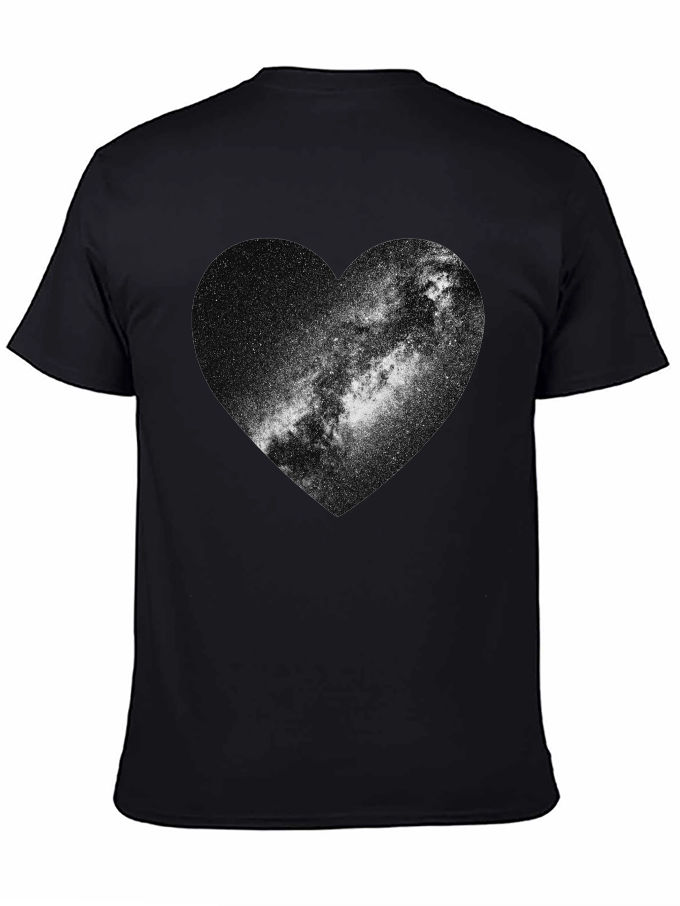 Galaxy Heart Graphic Tee - Stylish Black Cotton T-Shirt