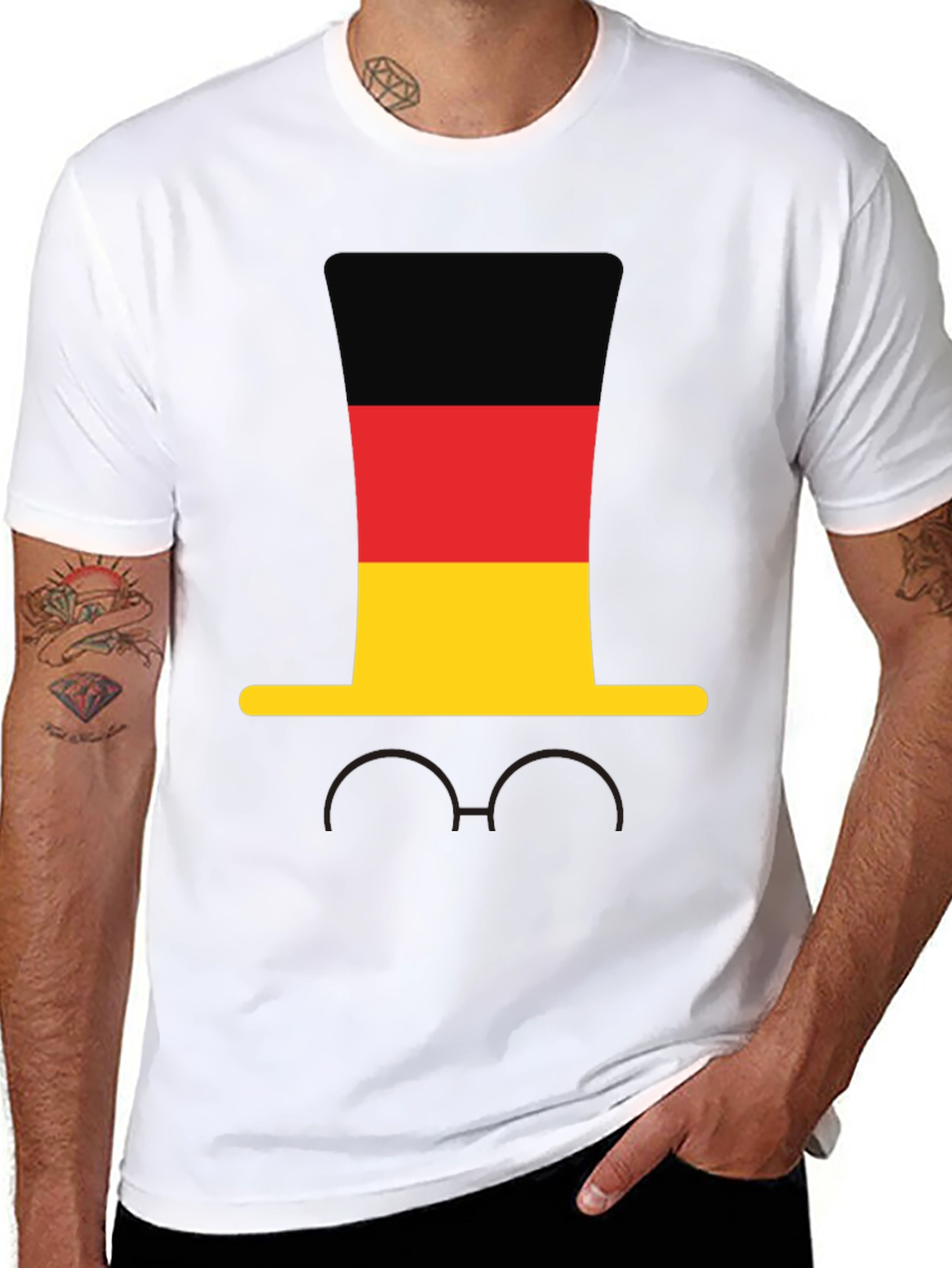 Germany Flag Hat & Glasses T-Shirt