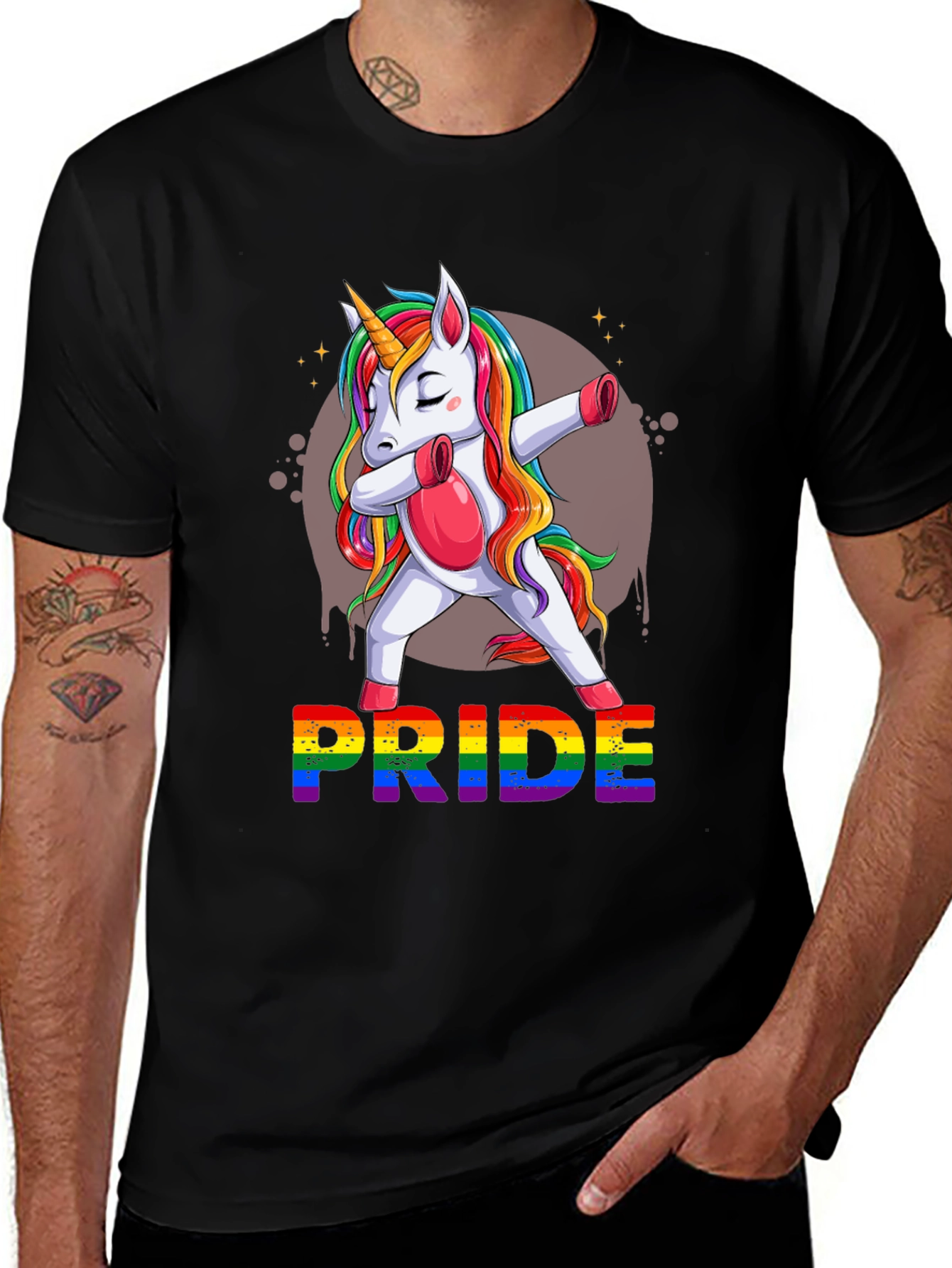 Pride Unicorn Dabbing Graphic T-Shirt