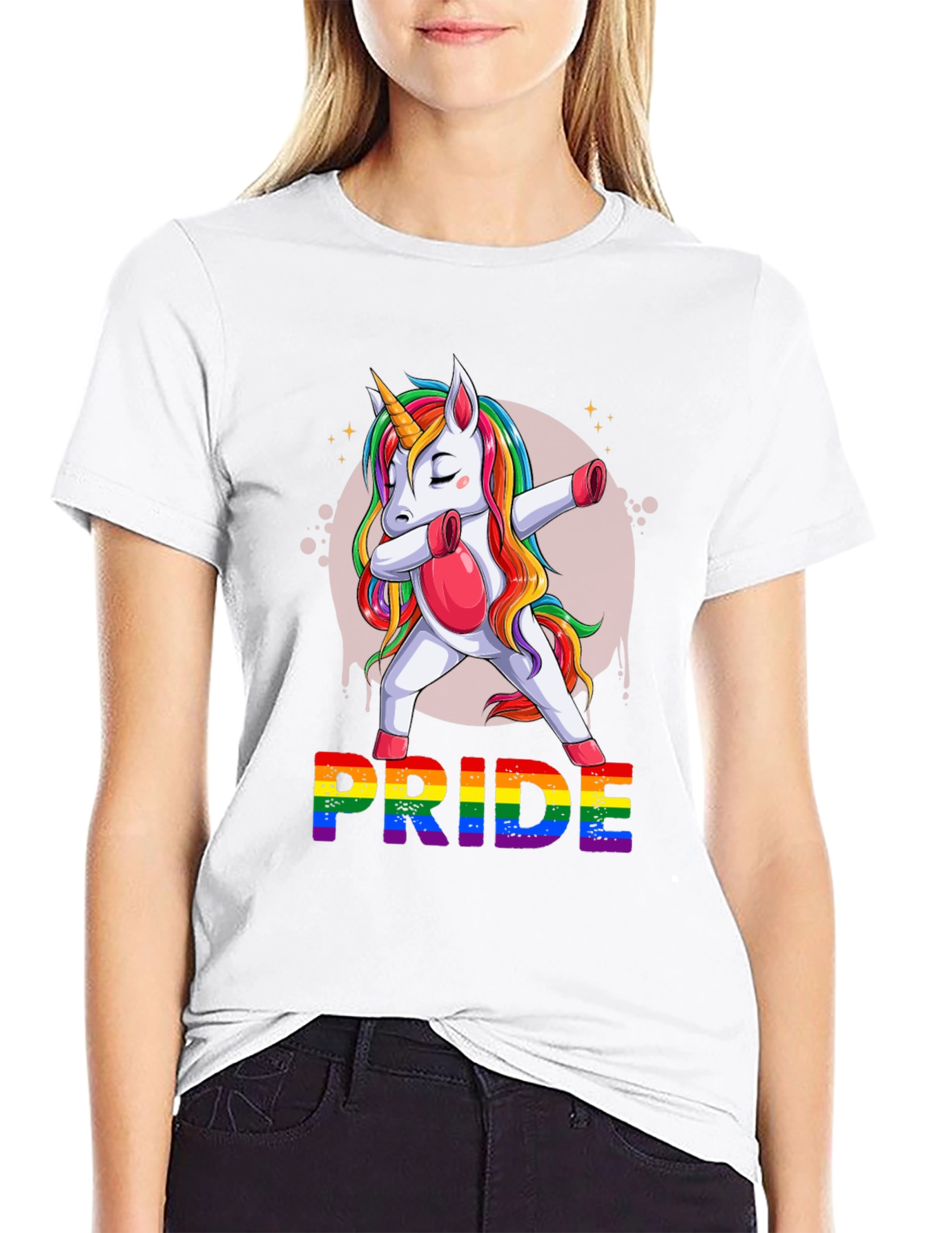 Pride Unicorn Dabbing Graphic T-Shirt