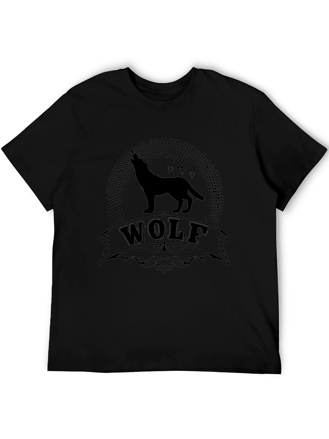 Wolf Silhouette Graphic Black T-Shirt