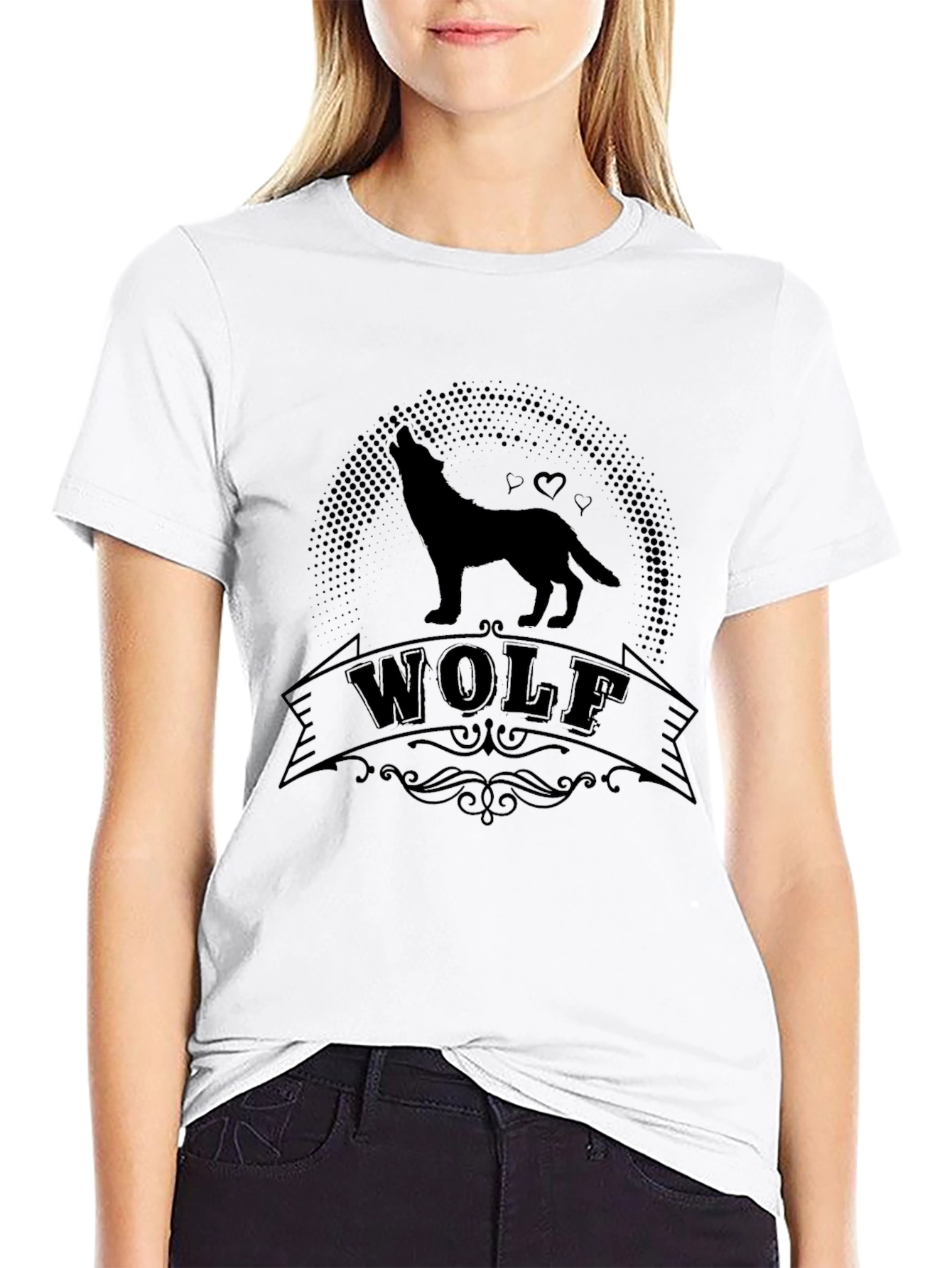 Wolf Silhouette Graphic Black T-Shirt