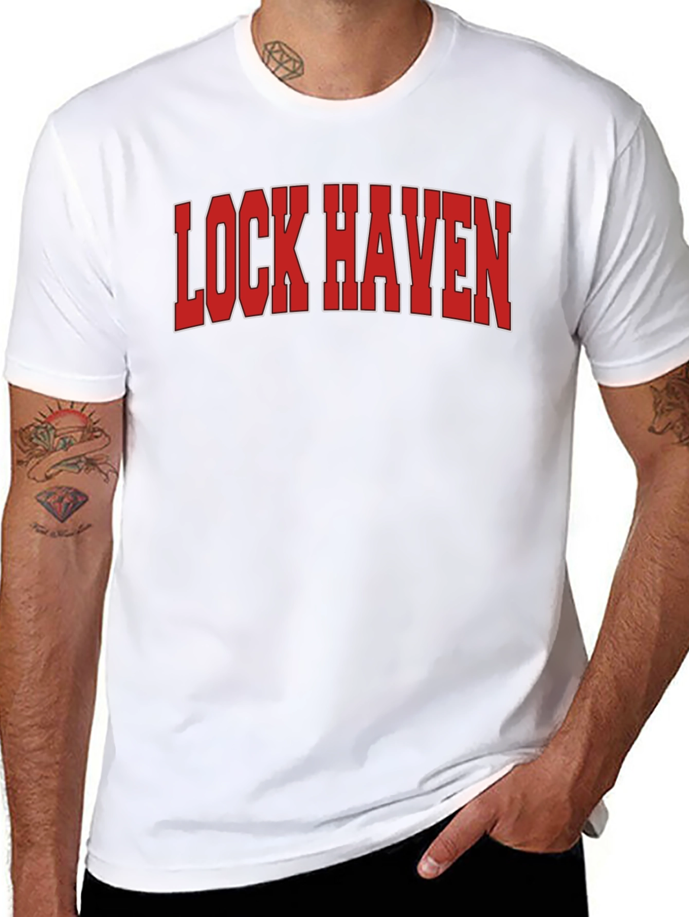 Lock Haven T-Shirt - Red Text Graphic Tee