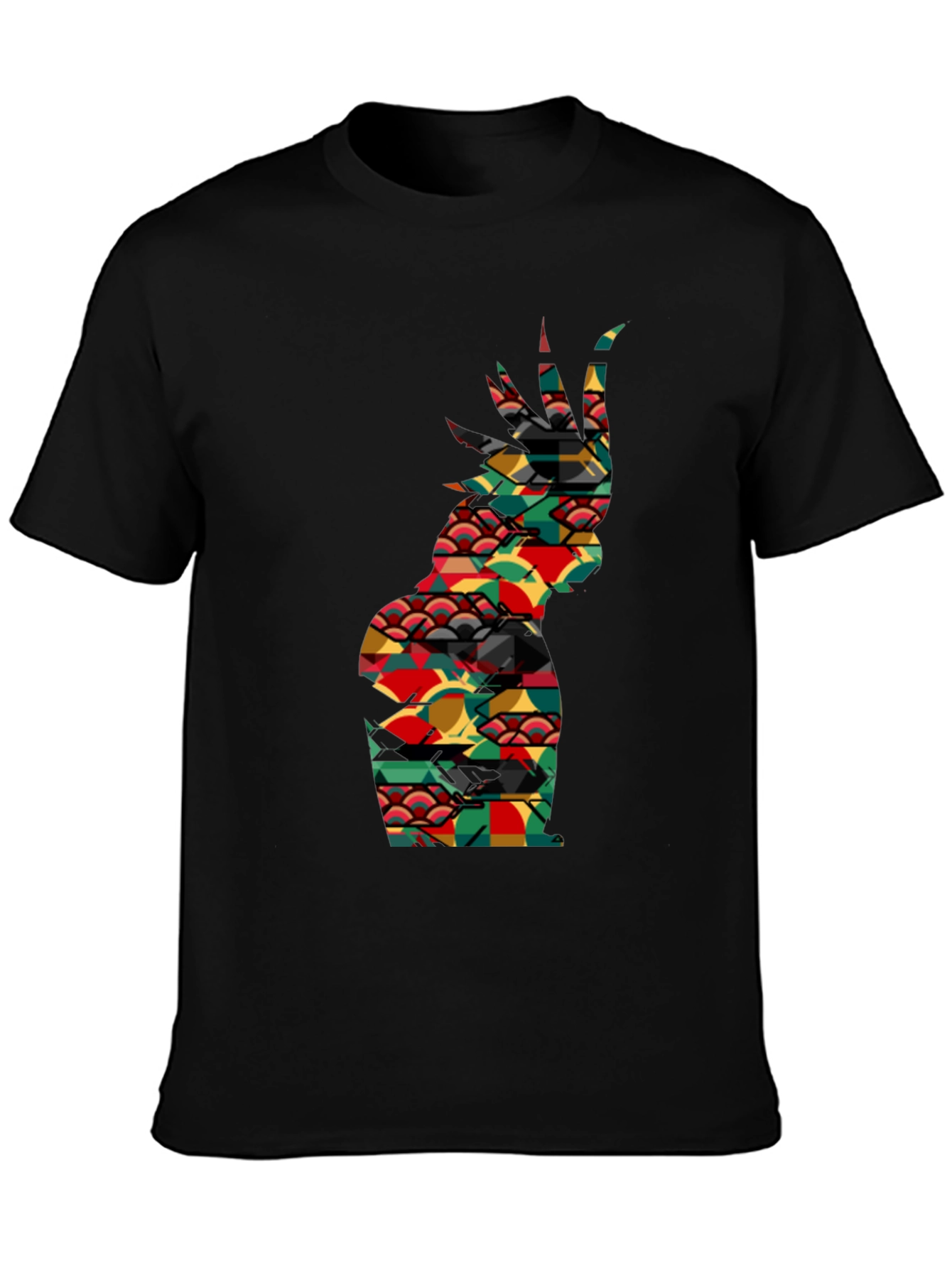 Abstract Pineapple Print Black Tee - Unique Summer Style