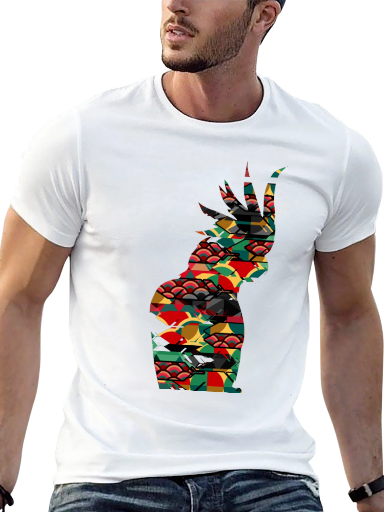 Abstract Pineapple Print Black Tee - Unique Summer Style