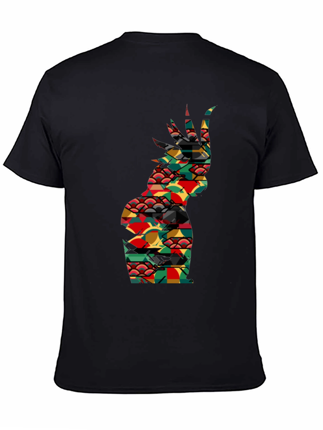 Abstract Pineapple Print Black Tee - Unique Summer Style