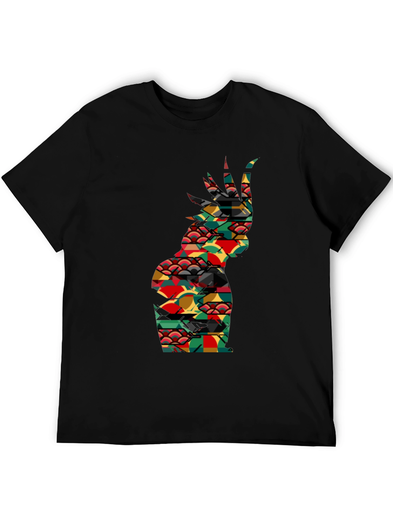 Abstract Pineapple Print Black Tee - Unique Summer Style