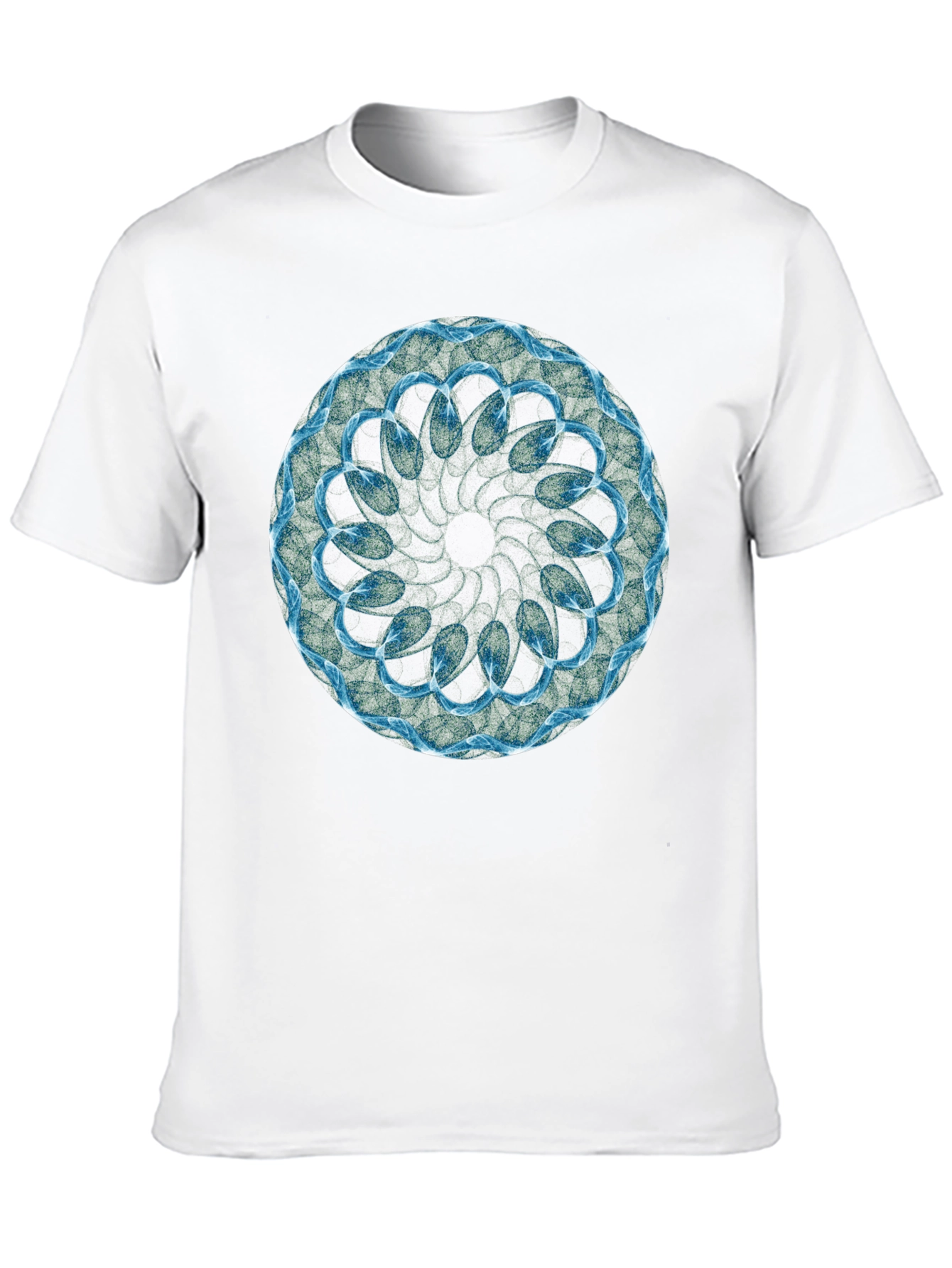 Black T-Shirt with Abstract Blue Geometric Circle Design