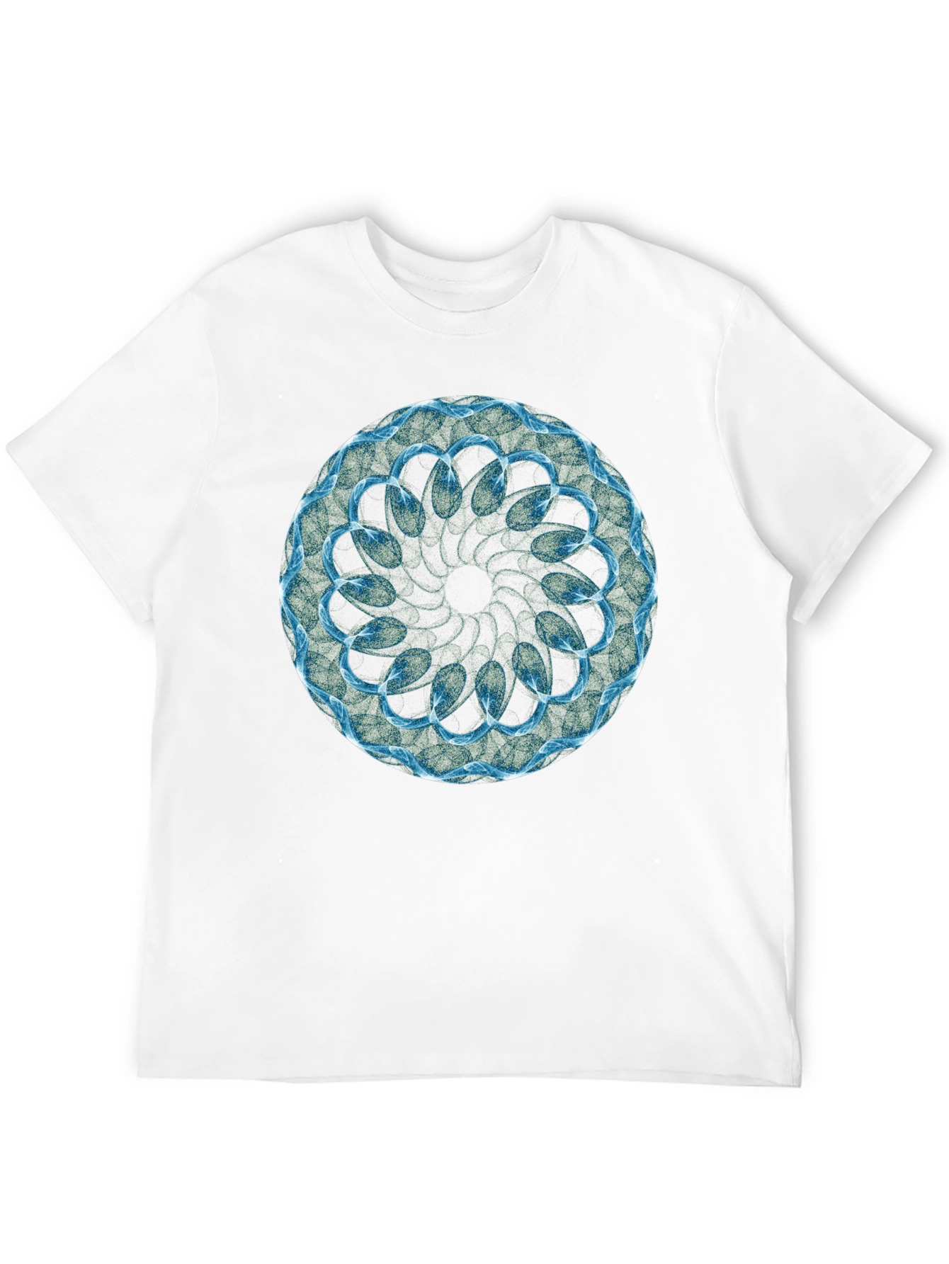 Black T-Shirt with Abstract Blue Geometric Circle Design