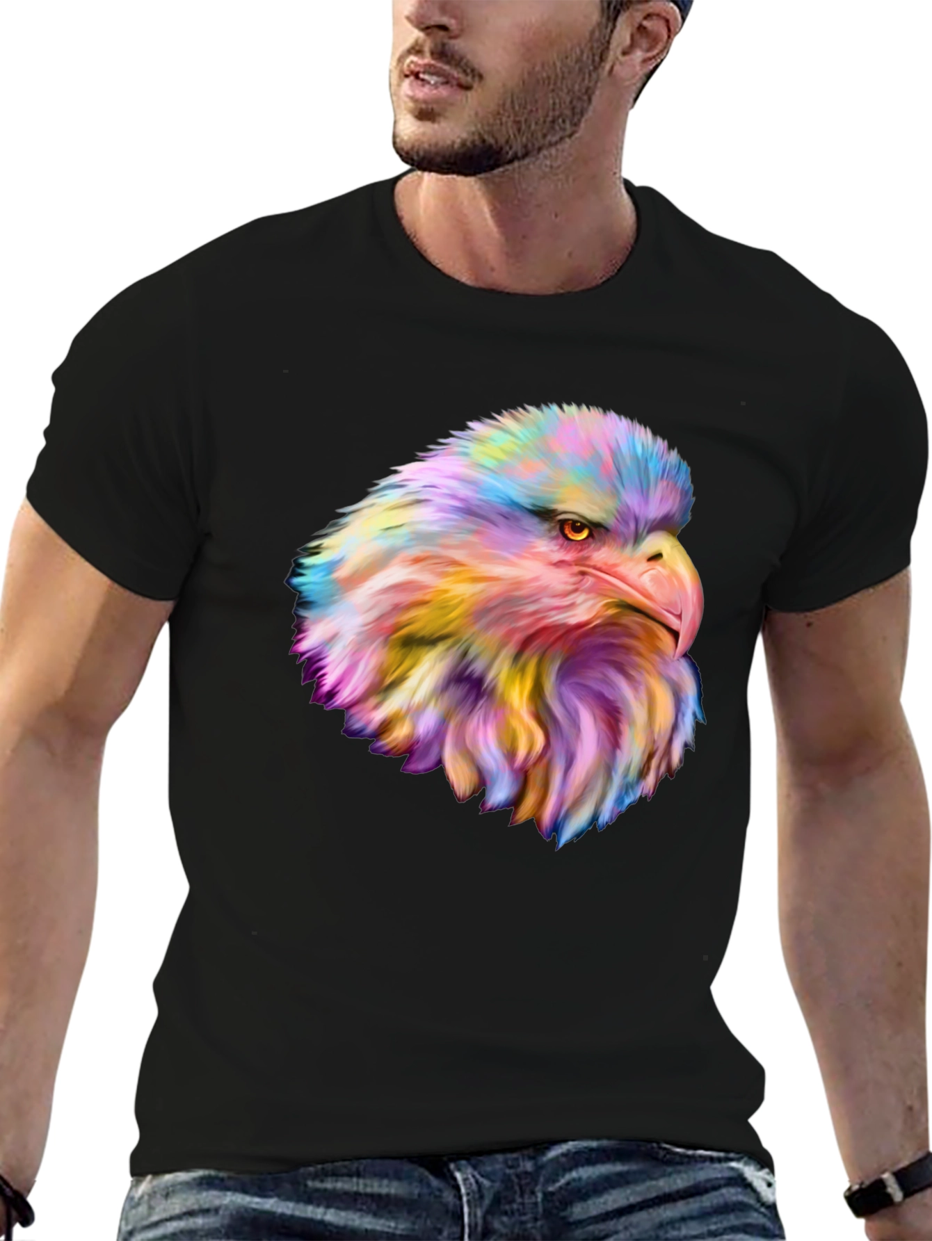 Rainbow Eagle Graphic Tee - Stylish Mens T-Shirt