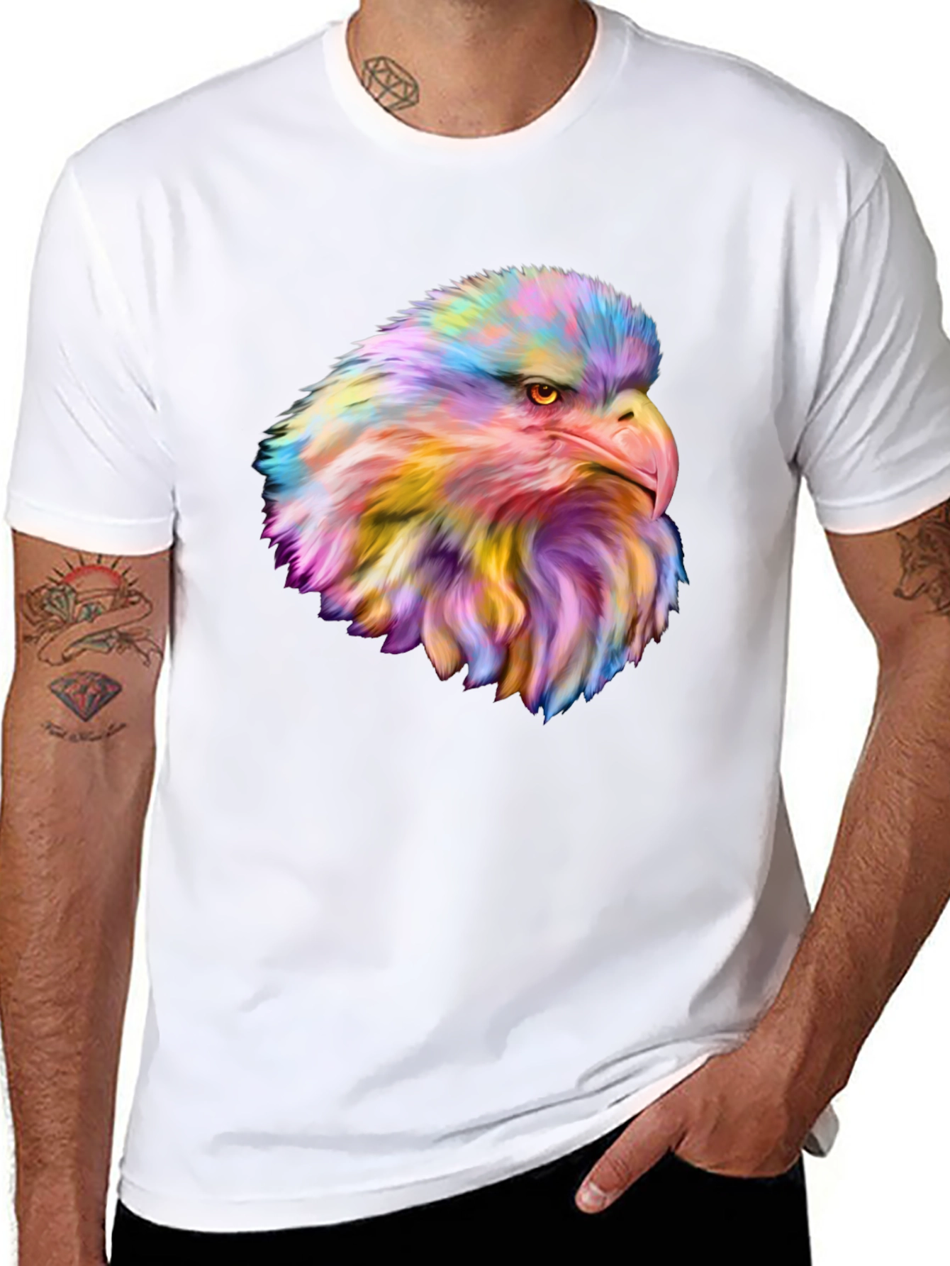 Rainbow Eagle Graphic Tee - Stylish Mens T-Shirt